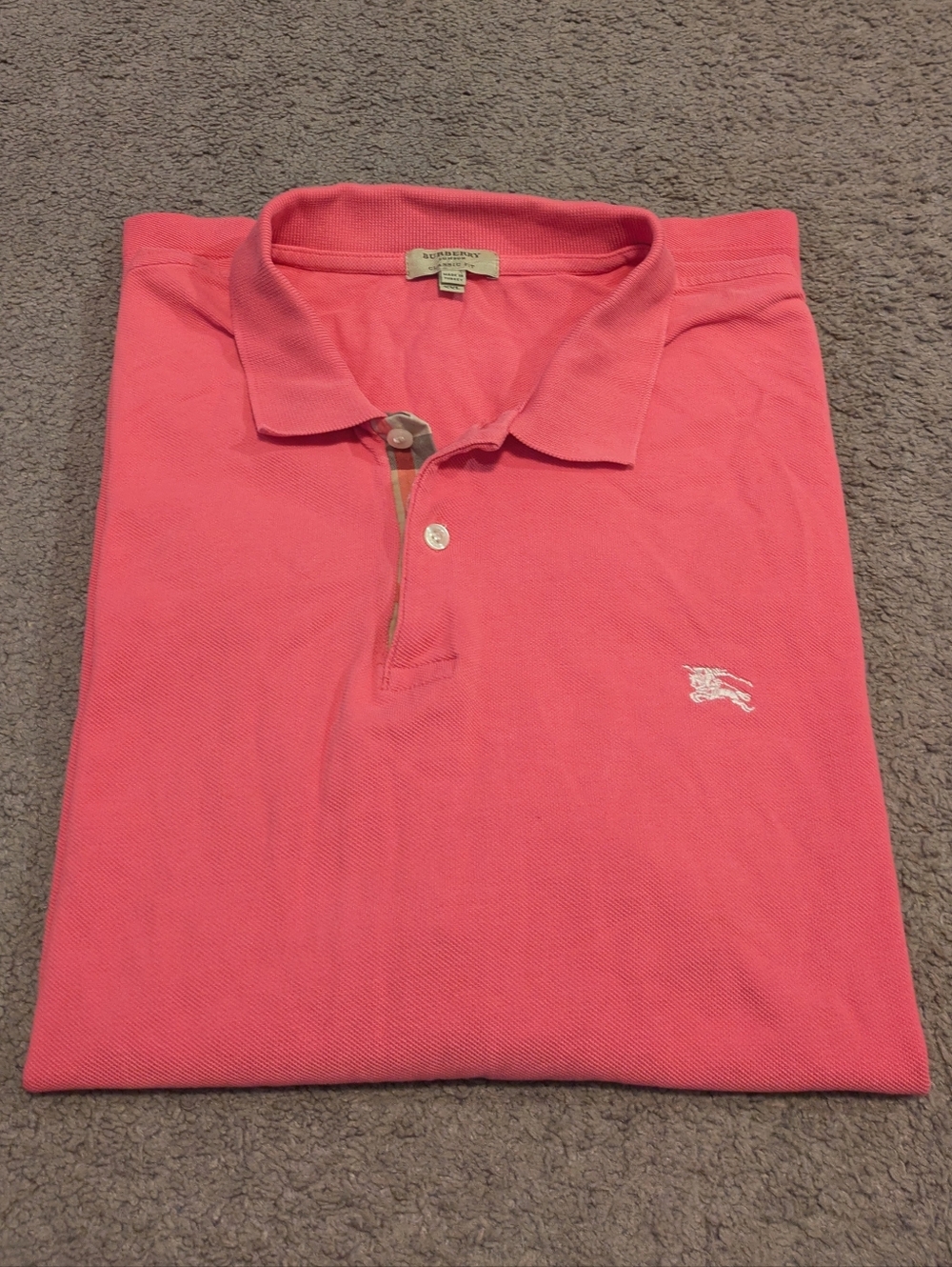 Burberry London Classic Pink Polo Embroidered Motif Men's 2XL